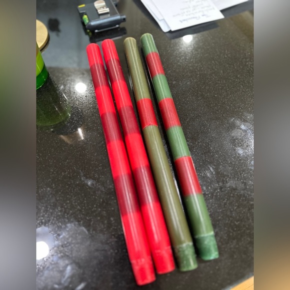 Red & Green Striped Holiday Candlesticks – Set of 4 - Picture 5 of 5